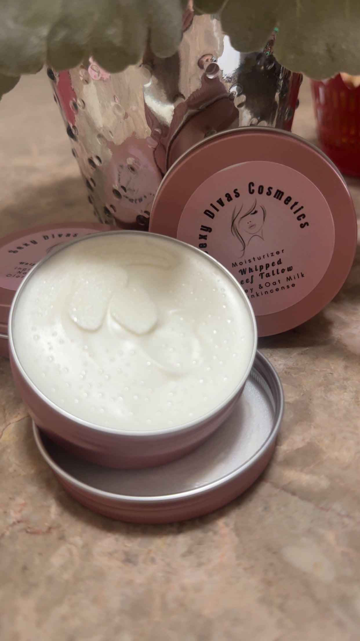 Whipped Beef Tallow & Organic cream with Collagen and Calendula Oil -Moringa with Manzanilla smell /Honey & Oat Milk &Frankincense